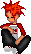 a small pixeldoll of someone with red hair
                                             sitting on the floor with an arm on their knee