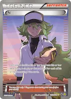 a pokemon card featuring N. He has his hand held out
                                and is smiling at you.