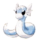 a gif of a dratini evolving into dragonair